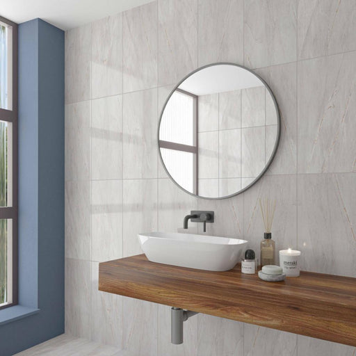 Splendour Agora 300x600 Light Grey Gloss Marble Effect Ceramic Wall Tiles - Unbeatable Bathrooms