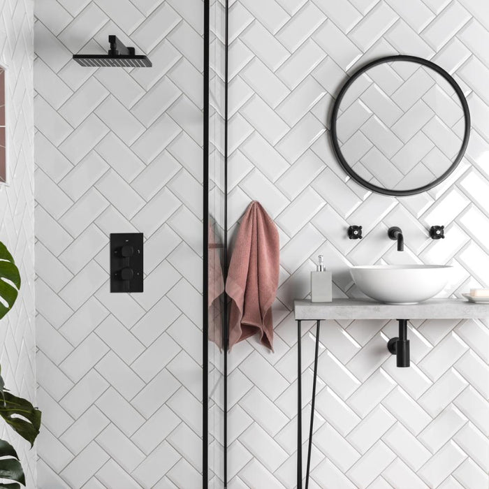 Splendour Fulham 200x100 White Bevelled Metro Tiles