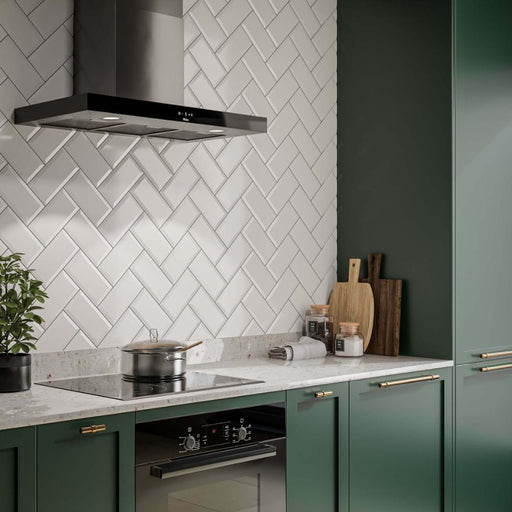 Splendour Fulham 200x100 White Bevelled Metro Tiles - Unbeatable Bathrooms