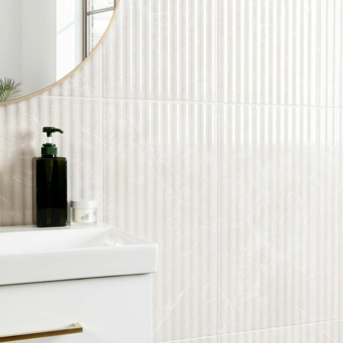 Splendour Imperial 300X600 Warm White Gloss marble Effect Decor Wall Tiles - Unbeatable Bathrooms