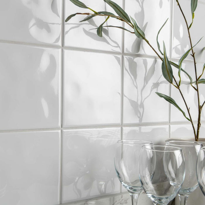 Splendour Kai 150x150 Bumpy White Tiles - Unbeatable Bathrooms