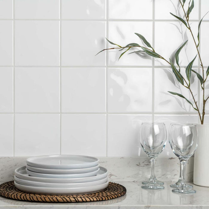 Splendour Kai 150x150 Bumpy White Tiles - Unbeatable Bathrooms