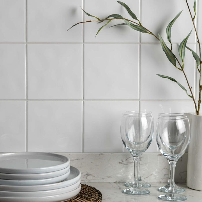 Splendour Kai 150x150 Bumpy White Tiles - Unbeatable Bathrooms