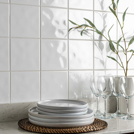 Splendour Kai 150x150 Bumpy White Tiles - Unbeatable Bathrooms