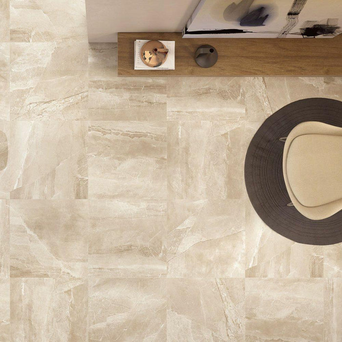 Splendour Kashmir 600x600 Hueso Pulido/Leviglass Marble Effect Tile - Unbeatable Bathrooms