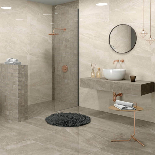 Splendour Kashmir 600x300 Hueso Pulido/Leviglass Marble Effect Tiles - Unbeatable Bathrooms