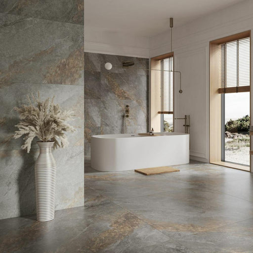 Splendour Matt Auric 1197x597 Light Grey Porcelain Tiles - Unbeatable Bathrooms