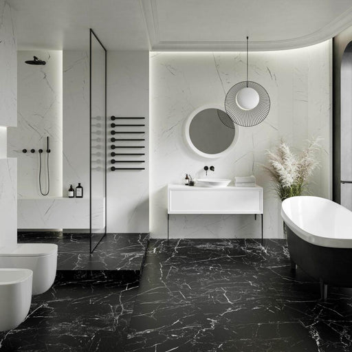 Splendour Matt Marmo 1197x597 Morocco Black Porcelain Tiles - Unbeatable Bathrooms