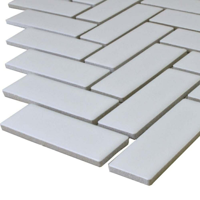 Splendour Pixel 316x277 White Herringbone Matt Tiles - Unbeatable Bathrooms