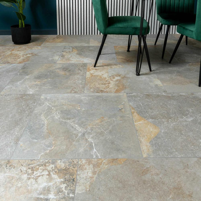 Splendour Strato 595x595 Slate Effect Matt Sparkle Tiles - Unbeatable Bathrooms