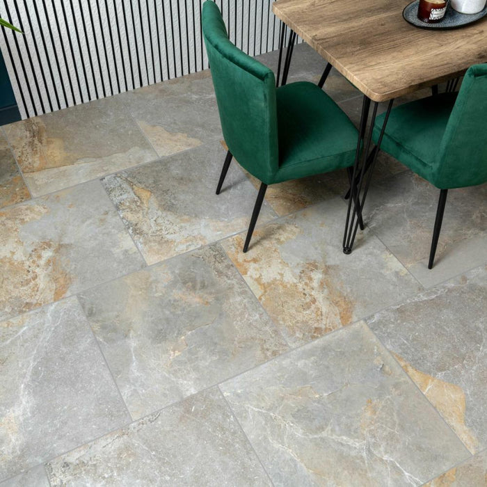 Splendour Strato 595x595 Slate Effect Matt Sparkle Tiles - Unbeatable Bathrooms
