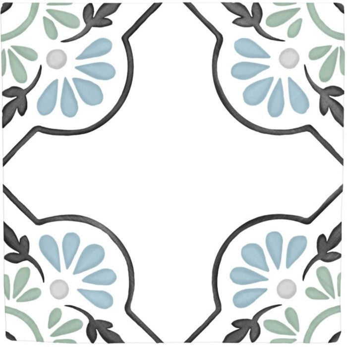 Splendour Tanger 123x123 Blue Petals Tiles - Unbeatable Bathrooms