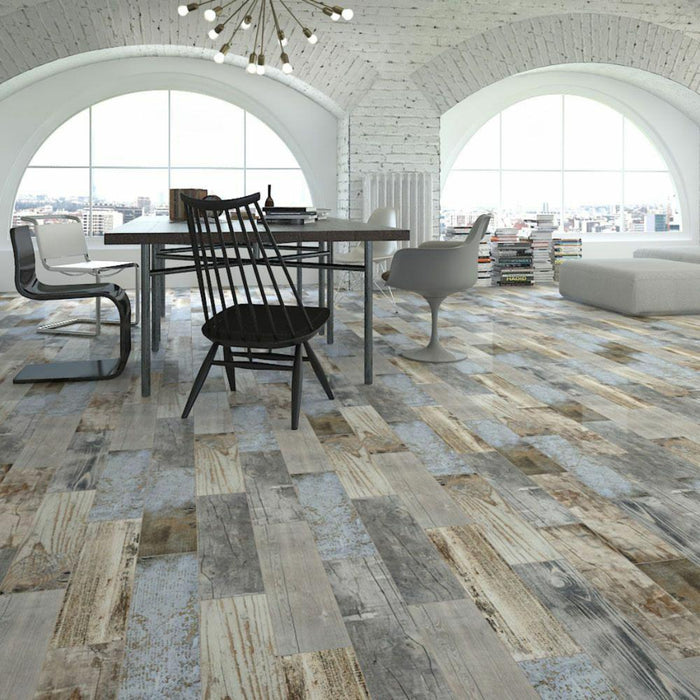 Splendour Vintage 600x150 Blue Wood Effect Tiles - Unbeatable Bathrooms