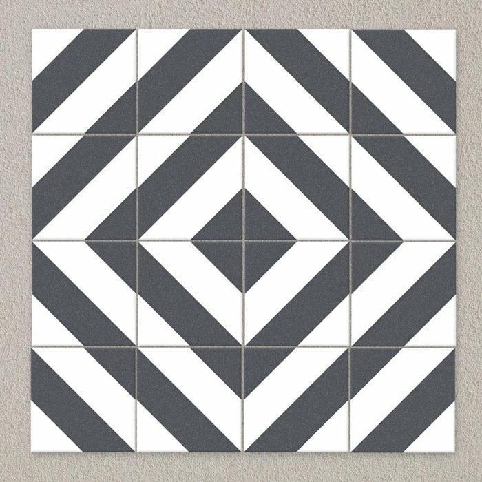Splendour Zebra 223x223 Black and White Patterned Matt Striped Tiles - Unbeatable Bathrooms