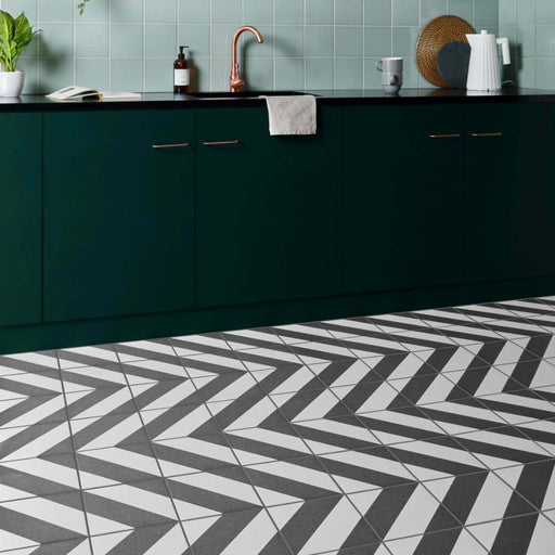 Splendour Zebra 223x223 Black and White Patterned Matt Striped Tiles - Unbeatable Bathrooms